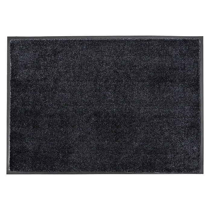 SCHÖNER WOHNEN-Kollektion Fußmatte Uni - Anthrazit/Schwarz, 50 x 70 cm - Schwarze Fußmatte mit dunkelgrauem Rand. Die Matte ist rechteckig und hat eine raue Textur, ideal für den Eingangsbereich.