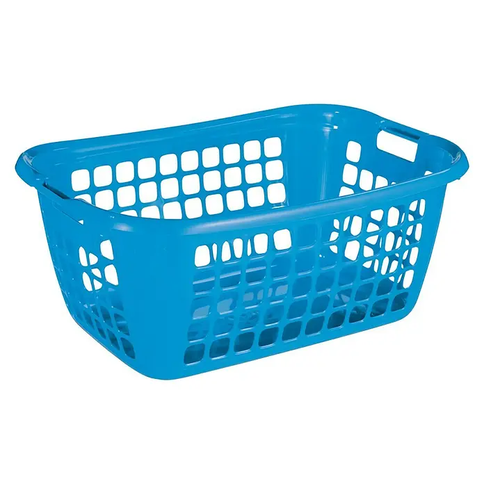 Sunware Wäschekorb Basic - L x B x H: 65 x 45 x 27 cm, Blau - Blauer Wäschekorb aus Kunststoff mit rechteckiger Form und perforierter Oberfläche. Praktisch für den Transport von Wäsche.