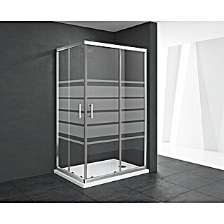 Mampara de ducha esquinera Chloe (L x An x Al: 70 x 100 x 195 cm, Vidrio serigrafiado, 5 mm, Cromo)