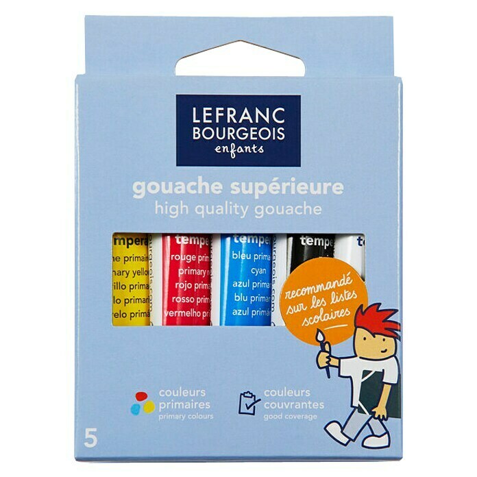 Lefranc & Bourgeois Gouachefarben-Set Kids-Box5 Stk. x 10 ml, Tube Front View