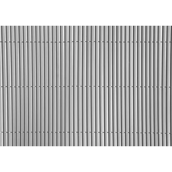 Sichtschutzmatte - 300 x 180 cm, Kunststoff, Silber - Silbergrauer PVC-Sichtschutz mit Latten-Design, ideal für den Garten oder Balkon. Bietet Privatsphäre und eine moderne Optik für den Außenbereich.