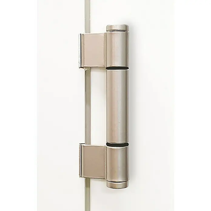 Kilsgaard Türband - Silber, Passend für: Kilsgaard Zimmertür 42F/00, Kilsgaard Standardzargen, 2 Stk. - Nahaufnahme eines silberfarbenen Türbandes mit stabilen zylindrischen Elementen.