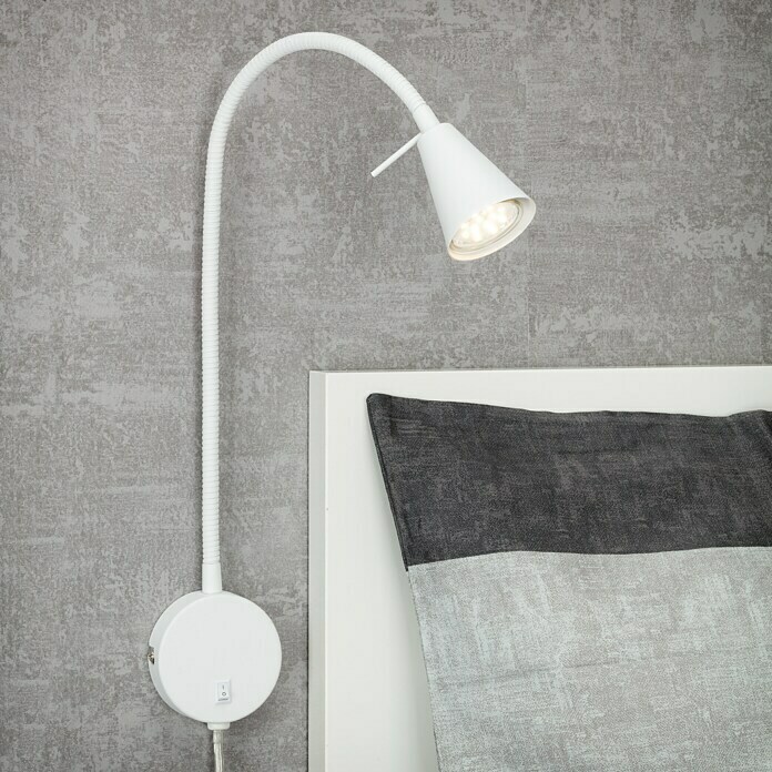 Brilo Aplique de pared LED para cama Comfort Light (4 W, Blanco, L x An x Al: 5,8 x 20,5 x 45 cm, Color de luz: Blanco cálido)