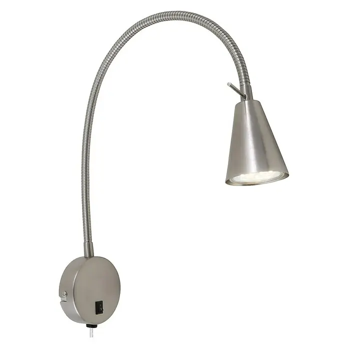 Briloner Foco de pared LED Comfort Light - Plata, 4 W - Lámpara de pared moderna de níquel satinado con cuello de cisne flexible para una iluminación enfocada. Ideal como luz de lectura de noche.