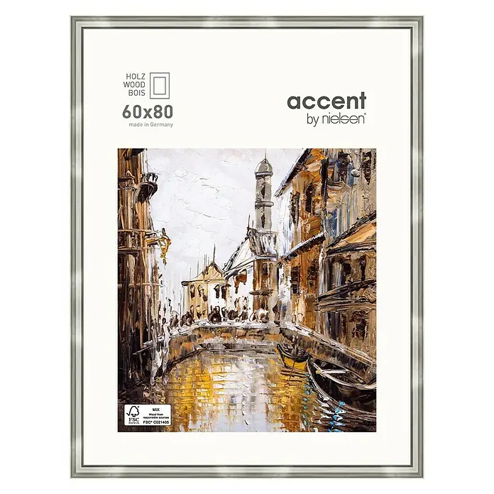 Nielsen Holzrahmen Antigo60 x 80 cm, Silber - Silberner Bilderrahmen "Accent by Nielsen" für ein 60x80 cm großes Bild, gefertigt aus Holz.