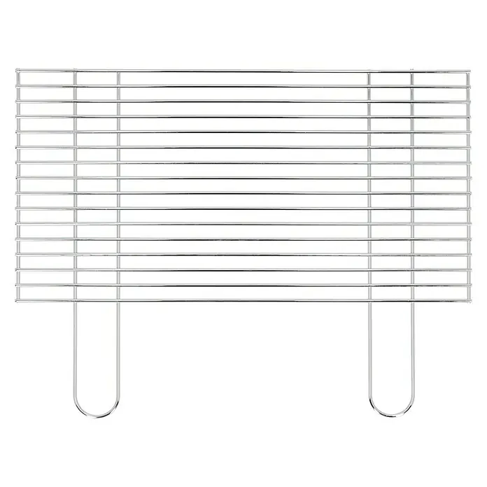 Kingstone Parrilla para barbacoa - L x An: 58 x 30 cm - Una rejilla de metal para asar con dos patas en forma de U sobre un fondo negro, ideal para asar alimentos.