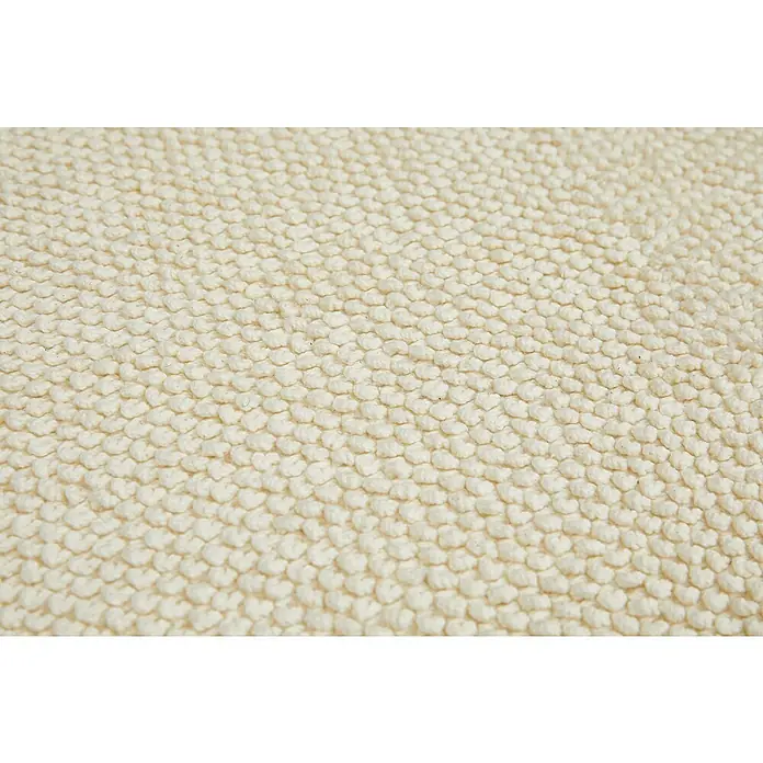 Badteppich Atlanta - 60 x 100 cm, Weiß, 100% Baumwolle - Nahaufnahme eines Teppichs mit Schlaufenflor in einer hellen, neutralen Farbe. Texturierte Oberfläche für Komfort und Wärme.