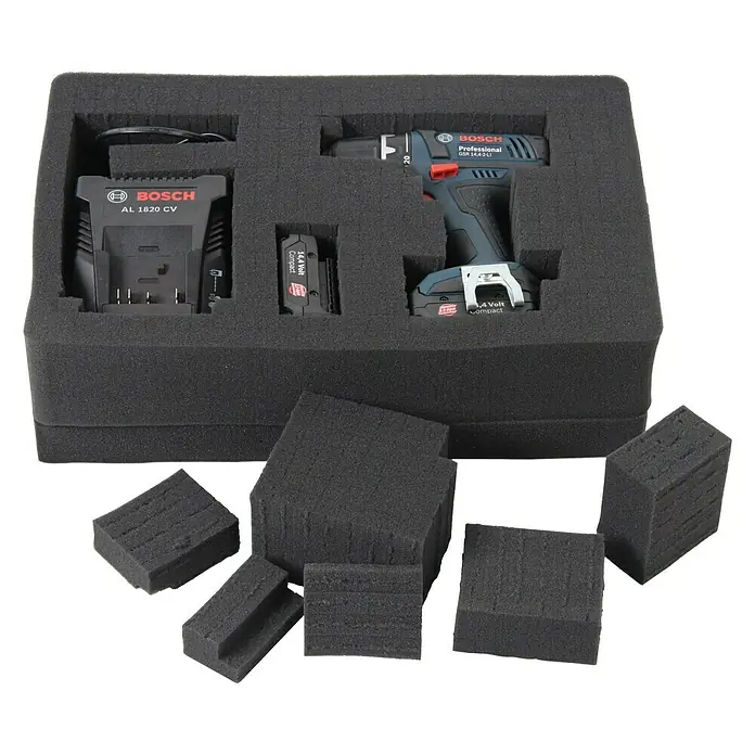 Hepco & Becker Werkzeugkoffer Solid 5610 - Polypropylen - Bosch Professional Akku-Bohrschrauber in maßgefertigter Schaumstoffverpackung mit Ladegerät und Akku.