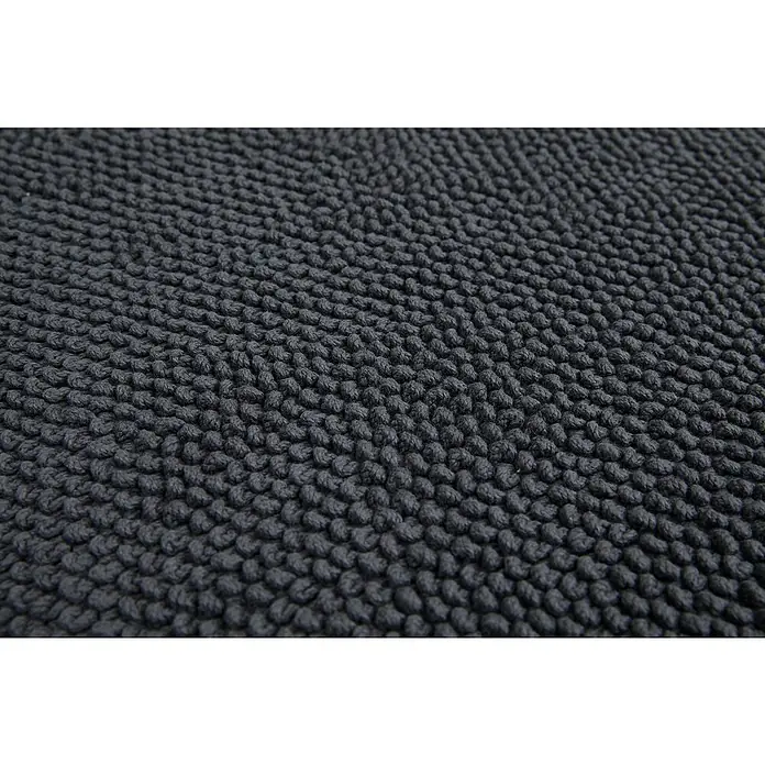 Badteppich Atlanta - 60 x 100 cm, Anthrazit, 100% Baumwolle - Nahaufnahme eines anthrazitfarbenen Badteppichs mit Noppenstruktur, der für Komfort und Sicherheit im Badezimmer sorgt.