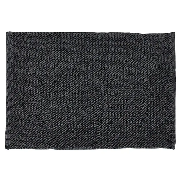 Badteppich Atlanta - 60 x 100 cm, Anthrazit, 100% Baumwolle - Dunkelgraue Badematte mit strukturierter Oberfläche für zusätzlichen Komfort und Sicherheit im Badezimmer.\n