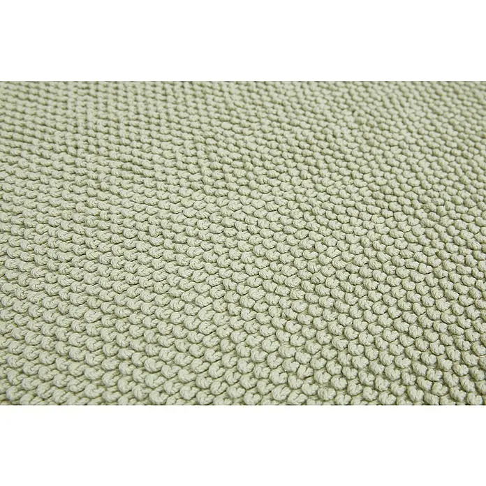 Badteppich Atlanta - 60 x 100 cm, Salbei, 100% Baumwolle - Nahaufnahme eines Teppichs mit Schlaufenstruktur in einem sanften Grünton, der eine angenehme Textur zeigt.