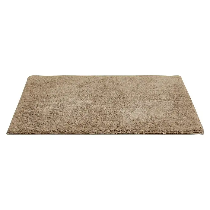 Badteppich Ibiza - 60 x 100 cm, Taupe, 100% Baumwolle - Ein rechteckiger, hellbrauner Teppich mit flauschiger Textur, der Wärme und Komfort in jeden Raum bringt. Perfekt als dekoratives Element.