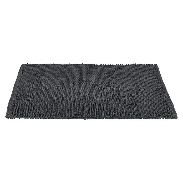 Badteppich Atlanta - 60 x 100 cm, Anthrazit, 100% Baumwolle - Nahaufnahme einer grauen Badematte mit weicher Textur und schlichtem Design. Ideal für jedes Badezimmer.