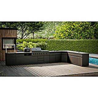 Kingstone Cube Outdoorküche I (8 -tlg., Stahl, Sintered Stone, Schwarz, Material Grillfläche: Gusseisen, Anzahl Brenner: 11 Stk.)