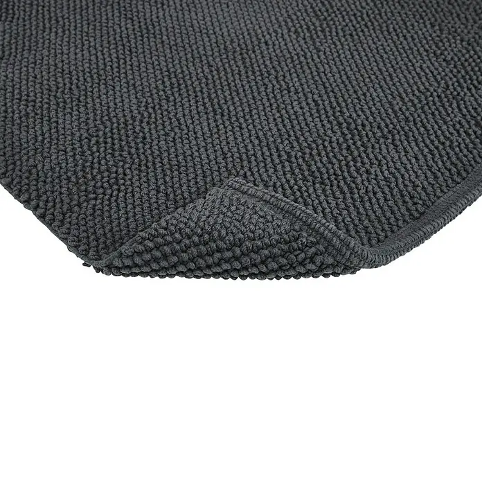 Badteppich Atlanta - 60 x 100 cm, Anthrazit, 100% Baumwolle - Detailansicht einer grauen Badematte mit Textur, die Weichheit und Komfort verspricht. Ideal für jedes Badezimmer.