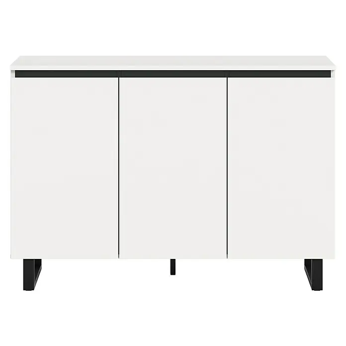 xonox.home Tomasa Sideboard - L x B x H: 36 x 120 x 84 cm, Weiß, Anzahl Türen: 4 Stk. - Weißes Sideboard mit schwarzen Details. Das Möbelstück verfügt über drei Türen und ein modernes Design, ideal für Wohn- oder Esszimmer.