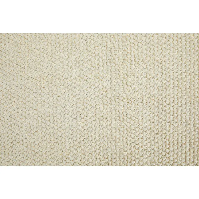 Badteppich Atlanta - 60 x 100 cm, Weiß, 100% Baumwolle - Nahaufnahme eines beigen Teppichs mit einer strukturierten Oberfläche, die ein Gefühl von Wärme und Komfort vermittelt.\n