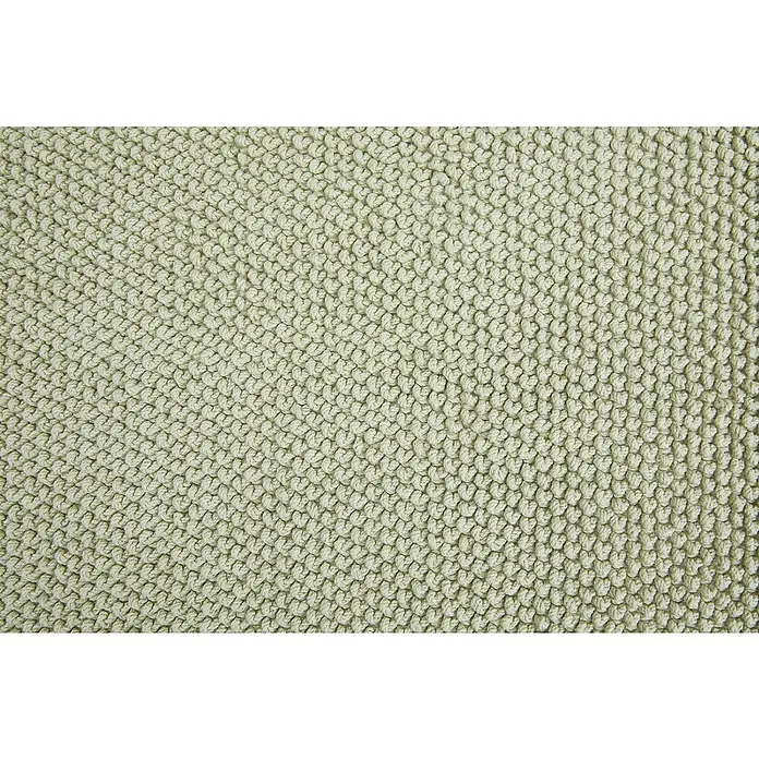 Badteppich Atlanta - 60 x 100 cm, Salbei, 100% Baumwolle - Nahaufnahme einer hellgrünen Badematte mit Schlingenstruktur, die Weichheit und Komfort für das Badezimmer verspricht.