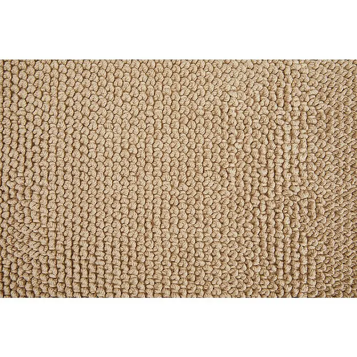 Badteppich Atlanta - 60 x 100 cm, Beige, 100% Baumwolle - Detailaufnahme eines beigen, getufteten Badvorlegers. Die dichte Oberfläche des Teppichs sorgt für ein angenehmes Gefühl unter den Füßen.