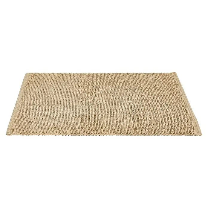 Badteppich Atlanta - 60 x 100 cm, Beige, 100% Baumwolle - Ein weicher, beiger Badvorleger mit strukturierter Oberfläche für zusätzlichen Komfort und Sicherheit im Badezimmer.