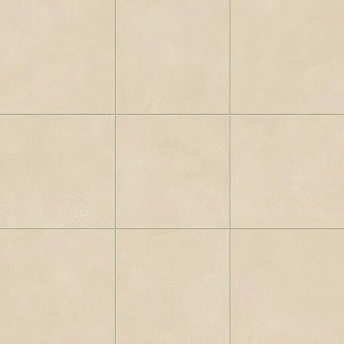 Atlas Concorde Solution Feinsteinzeugfliese Lexington - 60 x 60 cm, Gold, Matt - Nahaufnahme von neun quadratischen, beigefarbenen Bodenfliesen mit dezenten Texturen, die ein elegantes und modernes Design vermitteln.