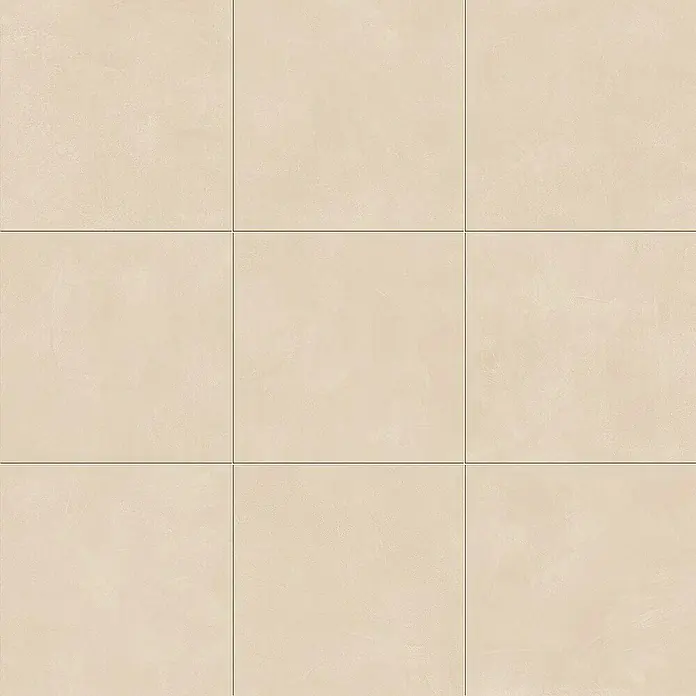 Atlas Concorde Solution Feinsteinzeugfliese Lexington - 80 x 80 cm, Gold, Matt - Quadratische, beige Keramikfliesen, verlegt in einem 3x3 Raster, ideal für Boden- und Wandgestaltung mit eleganter und schlichter Optik.