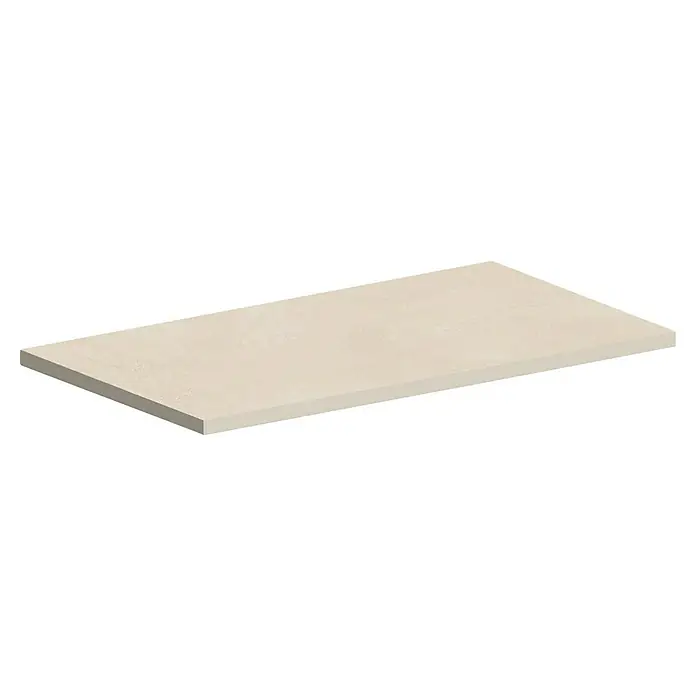 Atlas Concorde Solution Feinsteinzeugfliese Lexington - 60 x 120 cm, Lilium, Matt - Nahaufnahme einer hellen Fliesenplatte auf einem Lattenrost, ideal für moderne Innenarchitektur und Bodenbeläge.
