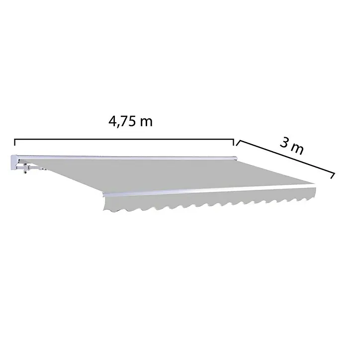SmartSun Toldo con motor Vivant - Gris piedra, Ancho: 4,75 m, Caída: 3 m - Toldo gris con dimensiones de 4,75 m de ancho y 3 m de proyección, ideal para dar sombra a terrazas y balcones.
