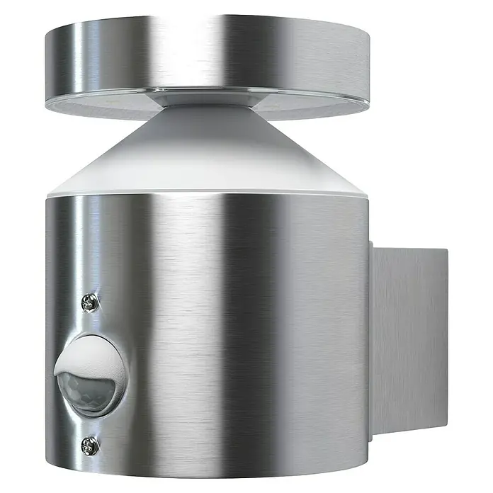 Osram Solar-Außenwandleuchte Wall - 6 W, L x B x H: 15 x 10,2 x 13,5 cm, IP44, 360 lm - Außenleuchte mit Bewegungsmelder in Silber. Das moderne Design integriert sich nahtlos in jede Umgebung.