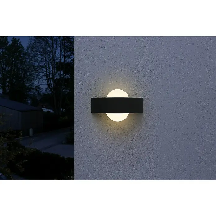 Osram LED-Außenwandleuchte Endura Style Shield - 6 x 24 x 14,2 cm, Dunkelgrau - Wandleuchte mit kugelförmigen Lampen oben und unten und einem rechteckigen Lampenschirm in der Mitte für eine elegante Beleuchtung.