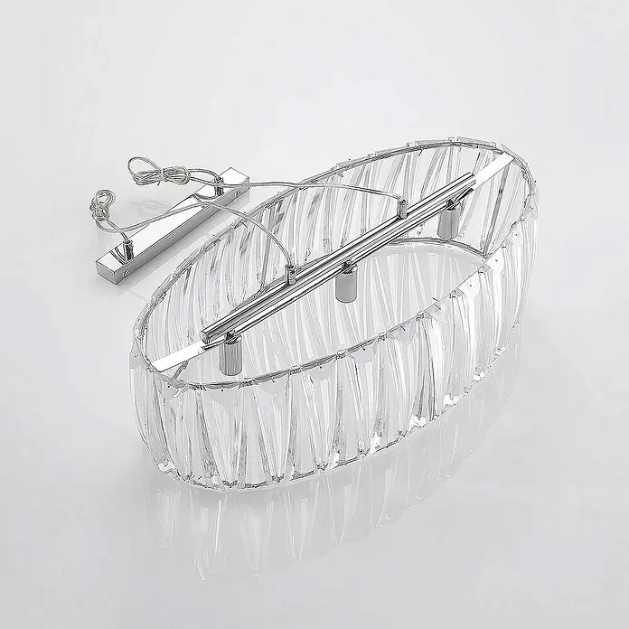 Lindby Pendelleuchte Sofia - L x B x H: 68 x 32 x 20 cm, klar / transparent, transparent, chrom, E14