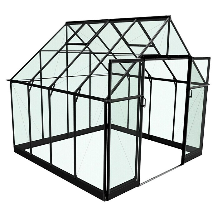 Halls Gewächshaus (Glasstärke: 3 mm, Einscheibensicherheitsglas (ESG), Schwarz)