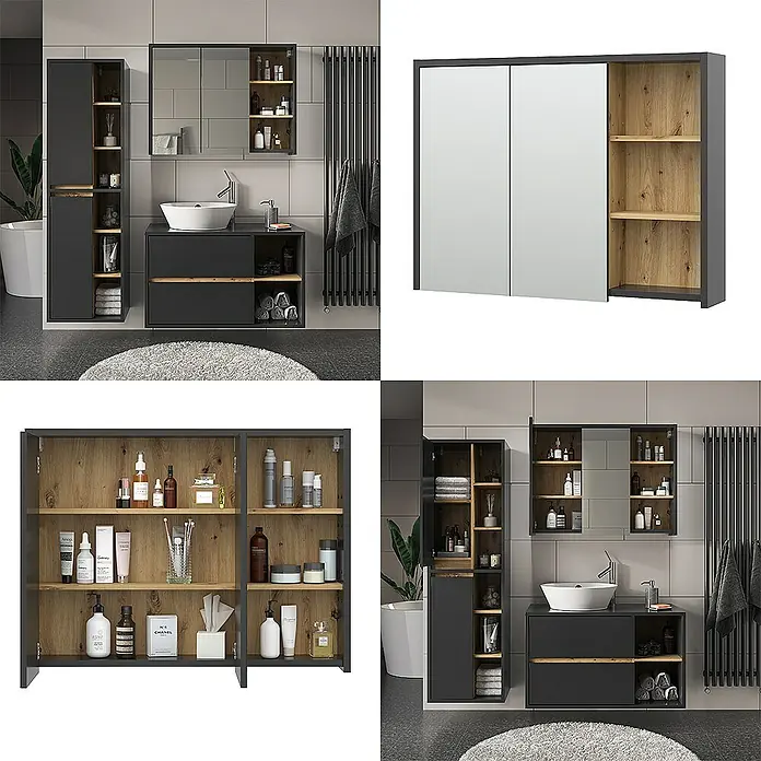 Vicco Spiegelschrank Viola Artisan-Eiche - Sonstiges, Artisan-Eiche