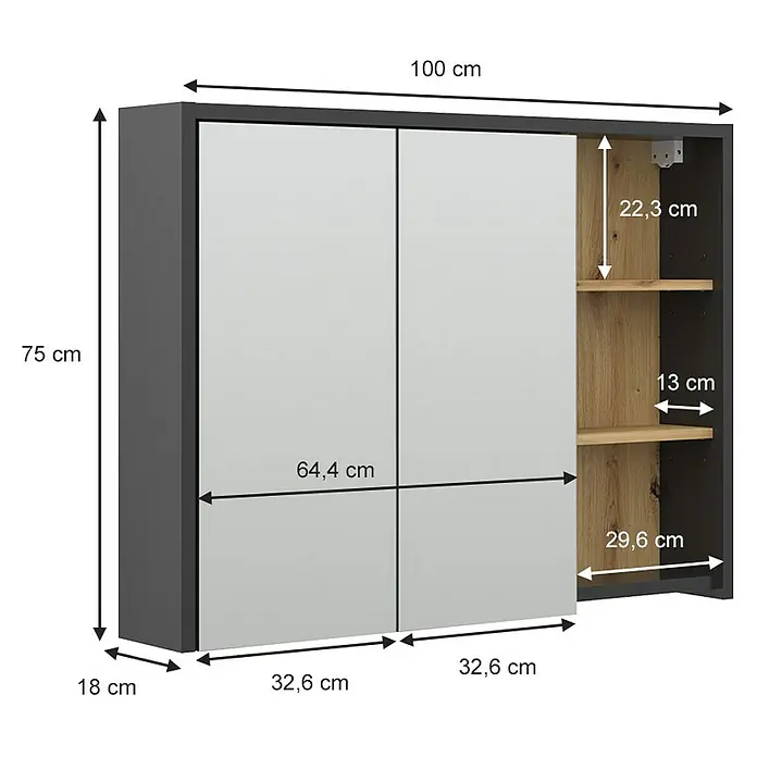 Vicco Spiegelschrank Viola Artisan-Eiche - Sonstiges, Artisan-Eiche