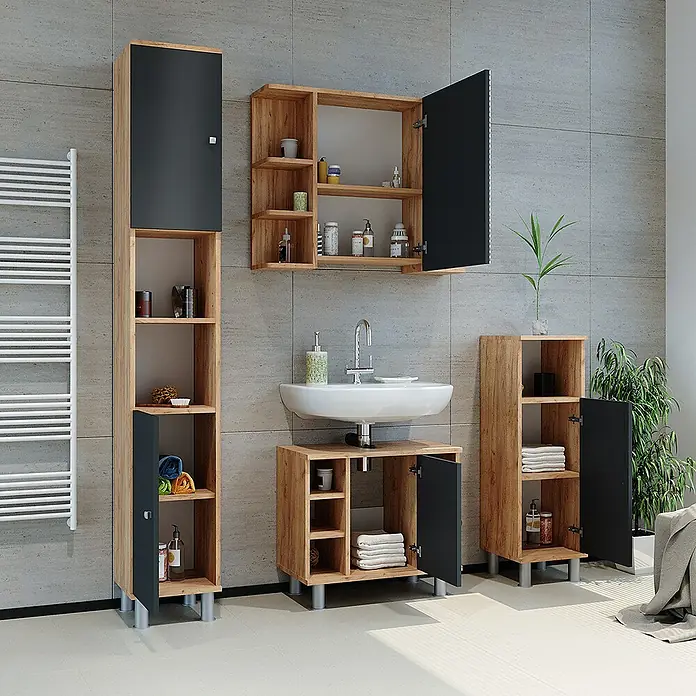 Vicco Spiegelschrank Fynn Goldkraft Eiche - Sonstiges, Goldkraft Eiche
