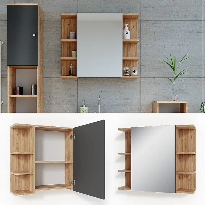 Vicco Spiegelschrank Fynn Goldkraft Eiche - Sonstiges, Goldkraft Eiche