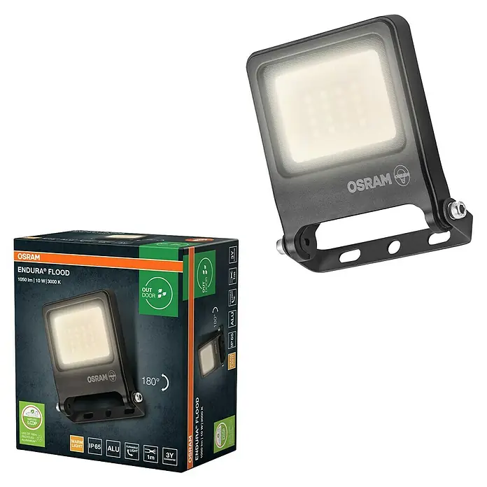 Osram LED-Strahler Endura Flood - 10 W, Anthrazit, IP65 - Das Osram Endura Flood ist ein kompakter und robuster LED-Fluter für den Außenbereich mit hoher Lichtleistung und langer Lebensdauer.