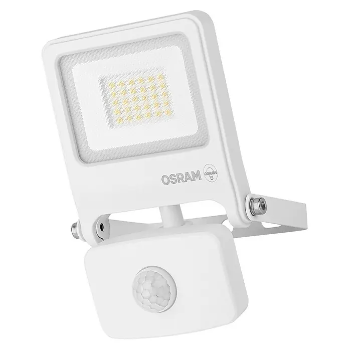 Osram LED-Strahler Endura Flood - 20 W, Weiß, Warmweiß, IP44 - Weiße OSRAM LED-Außenleuchte mit Bewegungsmelder für energiesparende Beleuchtung rund ums Haus. Ideal für Hof, Garten und Eingangsbereich.