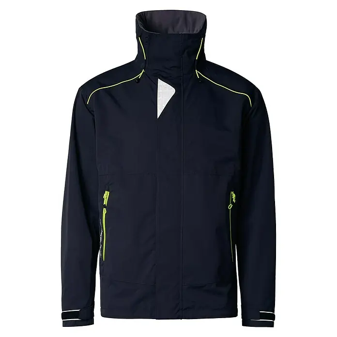 Marinepool Segeljacke Borneo - M, Herren, Schwarz - Marineblaue Jacke mit gelben Akzenten, hochgeschlossenem Kragen und praktischen Taschen. Ideal für Outdoor-Aktivitäten und stilvollen Schutz vor Wind und Wetter.