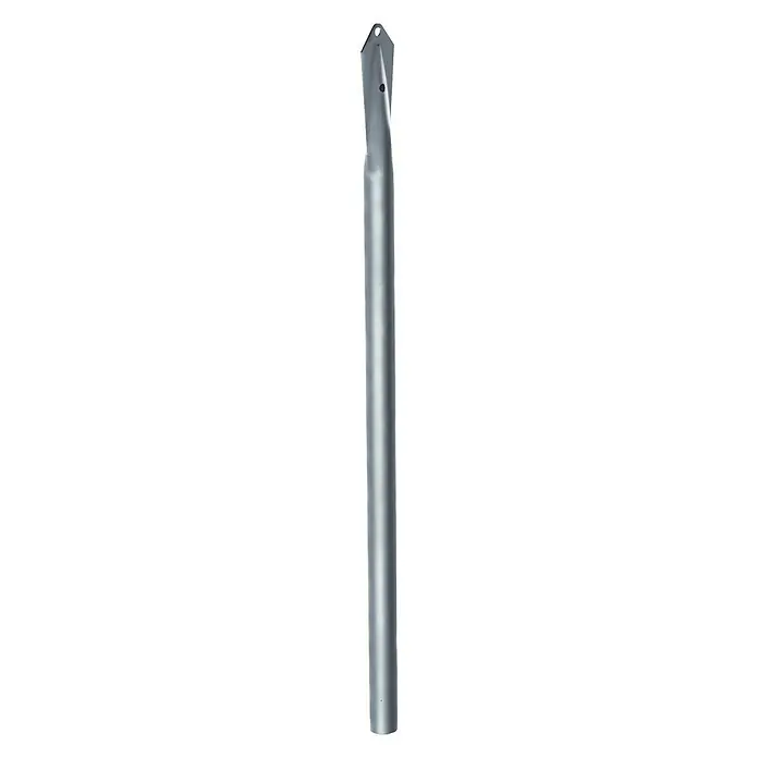 Poste para cercado Tornapuntas Quick Fix - Altura: 1,8 m, Diámetro: 40 mm, Efecto aluminio, Acero - Toma de una varilla metálica plateada, que se estrecha hacia la parte superior y presenta un pequeño orificio cerca de la punta.