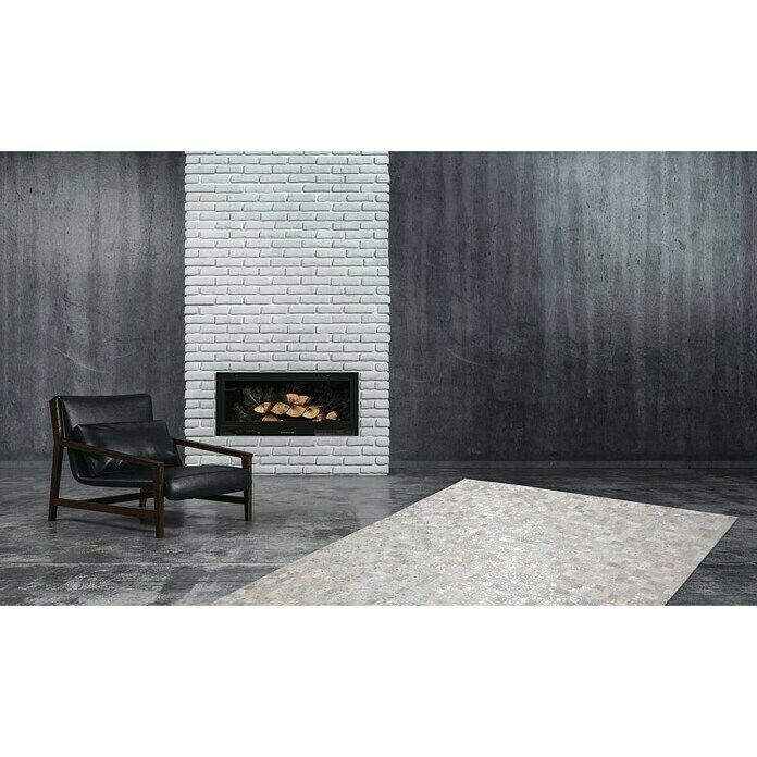 Kayoom Echtlederteppich Rocket IGrau/Silber, 170 x 120 cm, 100 % Leder Mood Shot