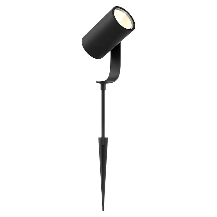 Philips Hue LED-Gartenspot Lily - 8 W, Lichtfarbe: RGB, IP65 - Schwarzer Strahler mit Erdspieß für den Außenbereich zur Beleuchtung von Gärten und Wegen. Elegantes Design für moderne Außenbeleuchtung.