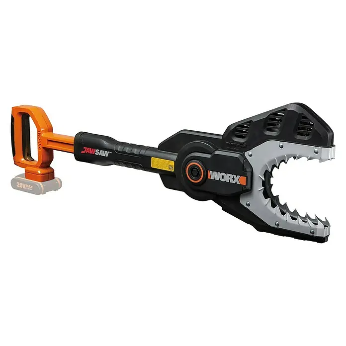 Worx PowerShare 20V Akku-Astsäge WG329E.9 - 20 V, Li-Ionen, Ohne Akku, Schwertlänge: 15 cm - Die WORX JawSaw Kettensäge ist ein kraftvolles Werkzeug zum Schneiden von Ästen und kleinen Bäumen. Sicher, einfach und effizient.