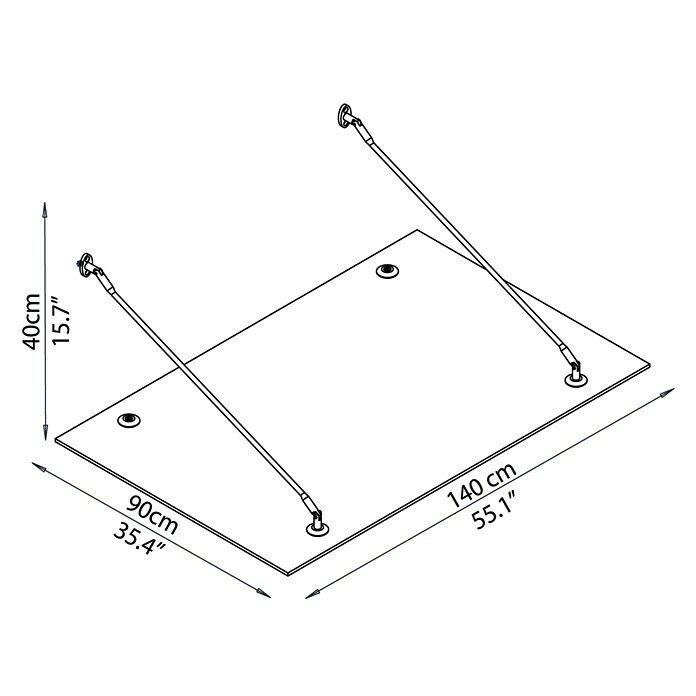 Palram – Canopia Vordach Taurus1.400 x 900 x 400 mm, Farbe Träger: Silber Unknown