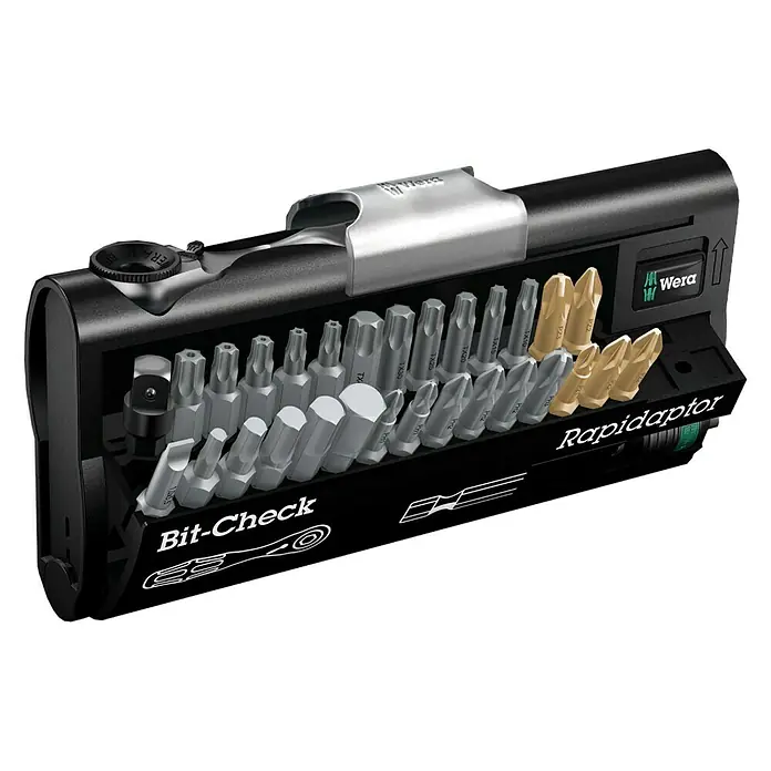 Wera Premium Plus Bit- & Ratschen-Set Bit Check BR 30 - 31 -tlg. - Wera Bit-Check Rapidaptor – ein vielseitiges Set mit Bits und Schnellwechselhalter für diverse Schraubanwendungen. Ideal für Profis und Heimwerker.