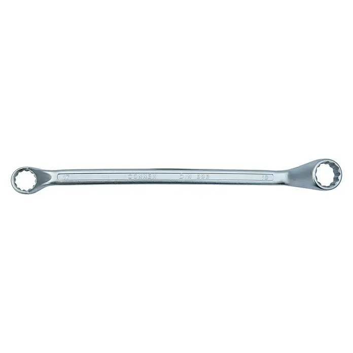 Connex Llave de anillo doble - Ancho de llave: 17 mm - 19 mm - Llave de doble anillo Connex, tamaños 17 y 19, ideal para apretar pernos y tuercas. Duradera y confiable para cualquier taller.