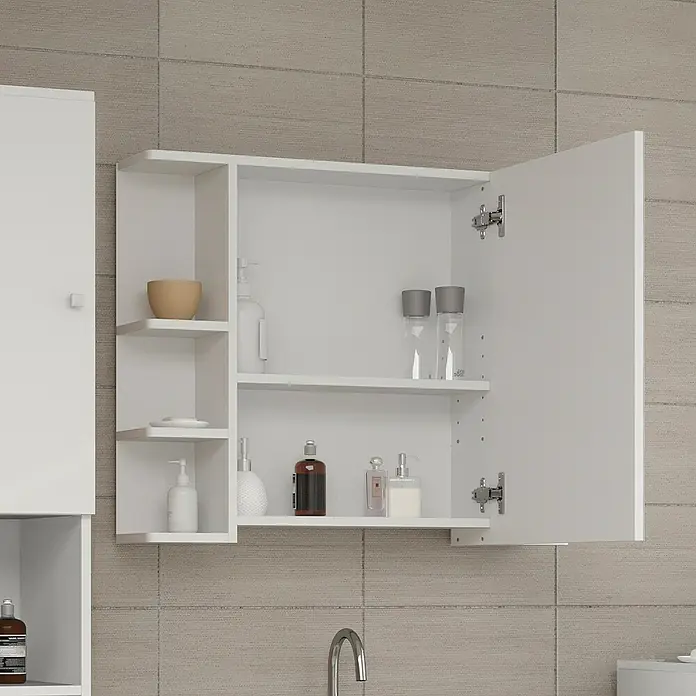 Vicco Spiegelschrank Fynn Weiß - B x H: 79,6 x 64 cm, Sonstiges, Weiß