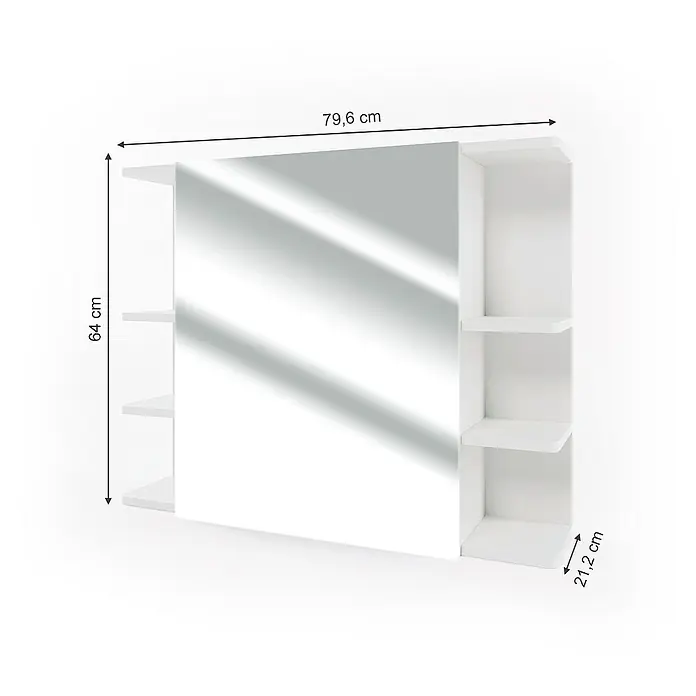 Vicco Spiegelschrank Fynn Weiß - B x H: 79,6 x 64 cm, Sonstiges, Weiß
