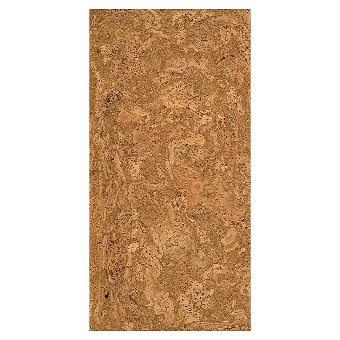 Bariperfil Aqua Revestimiento decorativo Corcho - 60 x 30 cm, Marrón - Primer plano de un tablero de corcho rectangular, que muestra su grano único y tonos cálidos y naturales. Ideal para tablones de anuncios y revestimientos de paredes.