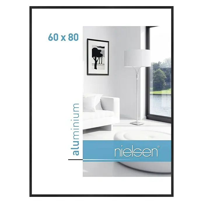 Nielsen Alurahmen C2 - 60 x 80 cm, Schwarz - Aluminium Bilderrahmen 60x80 cm. Der Rahmen in Schwarz ist eine stilvolle Ergänzung für jedes Zuhause und eignet sich perfekt für Fotos und Kunstdrucke.